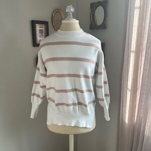 Pink Lily White and Tan Striped Sweater